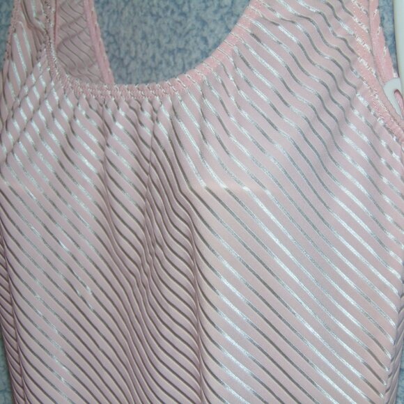 Evan-Picone Pink Striped Leotard L - Picture 2 of 7